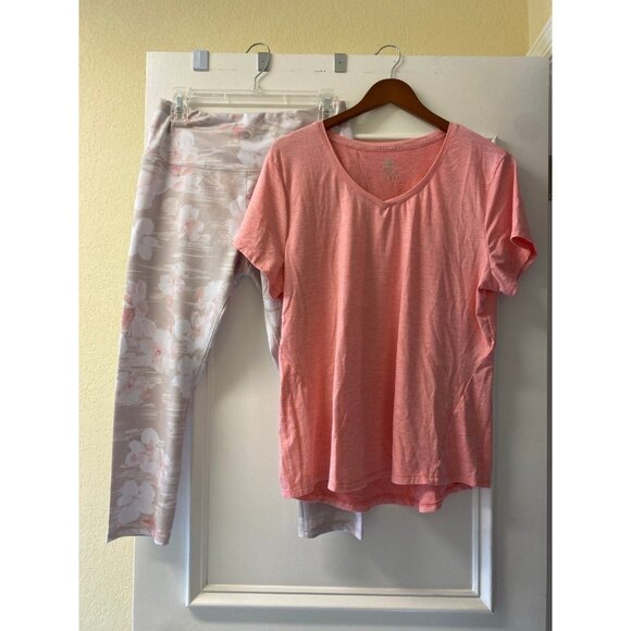 RBX Athletic Floral Print Pants-Large & RBX V-Neck Athletic Shirt Size X-Large - Picture 1 of 5